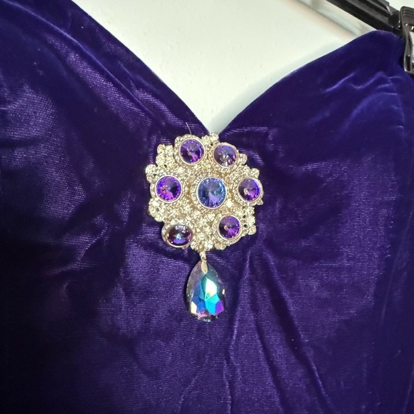 Eugene Alexander deep purple velvet strapless jeweled gown - Picture 3 of 11